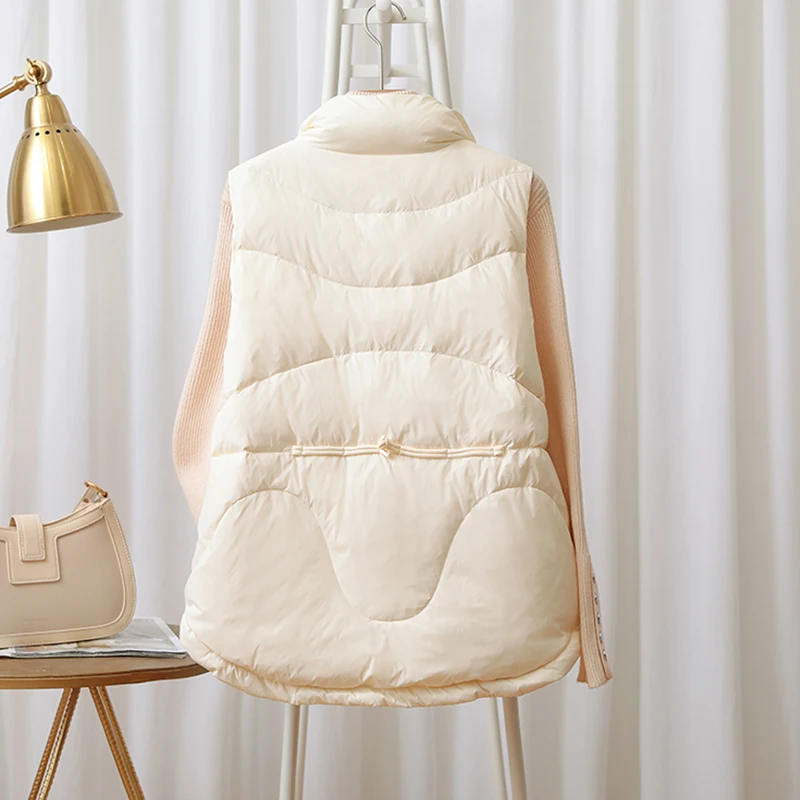 

Trendy Autumn Winter Women Ultra Light Down Vest 90% White Duck Down Vests Padded Puffer Waistcoat Sleeveless Parkas Jackets