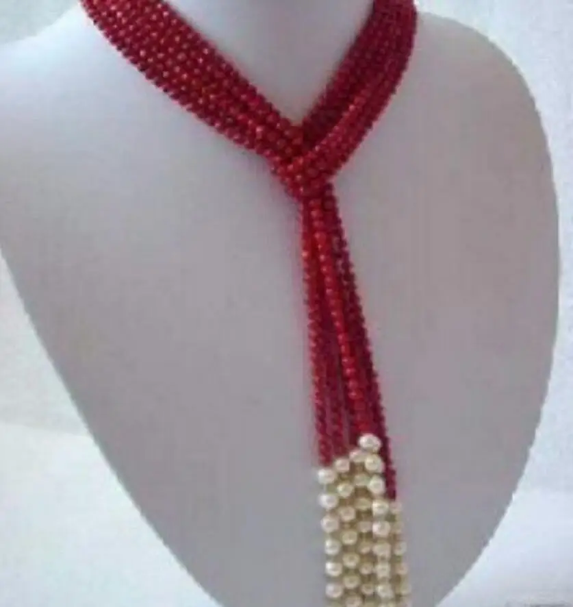 Ювелирные изделия Бесплатная доставка Очаровательное ожерелье 5 мм с красным