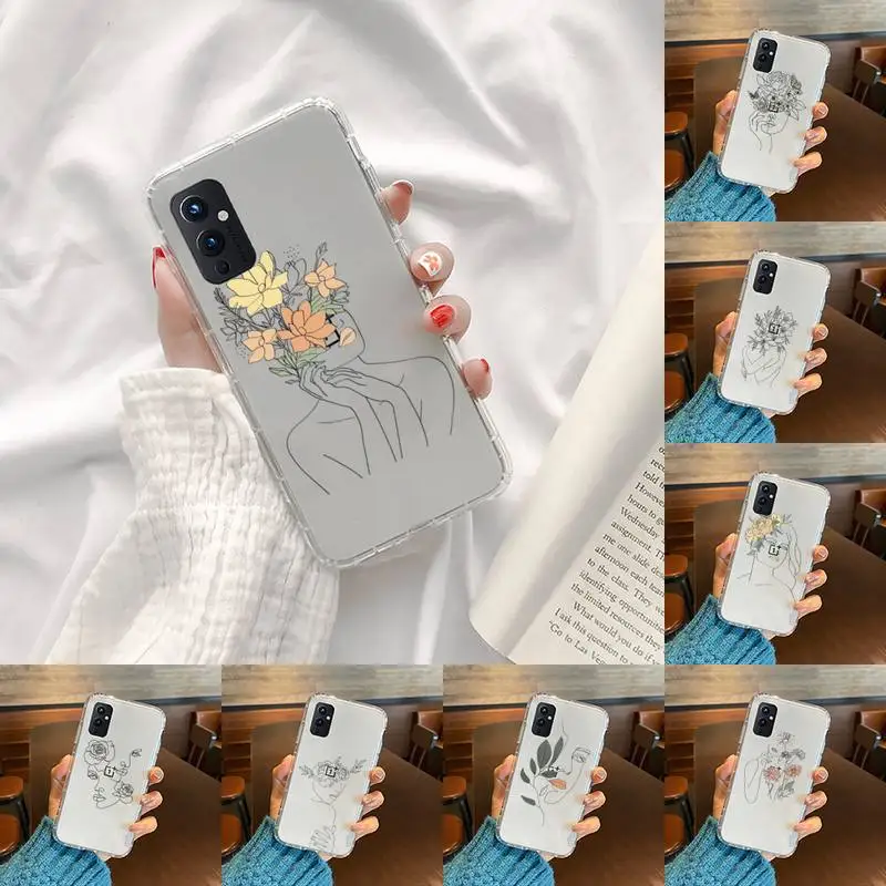 

Art line Retro Abstract Geometry leaves Phone Case Transparent For OnePlus MEIZU MEITU M 7 8 9 16 17 T PRO XS moible bag