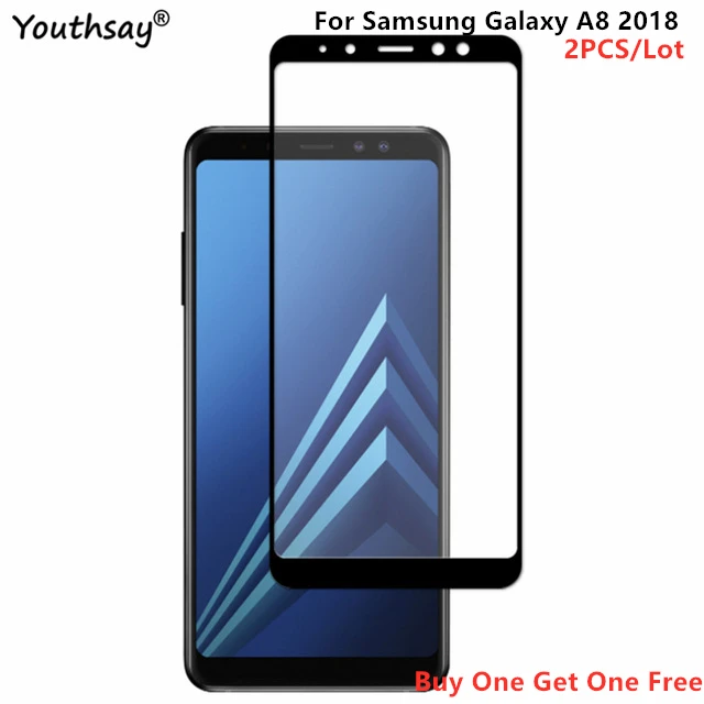 Vidrio para Samsung Galaxy A8 Protector de pantalla 2 piezas cobertura completa de pegamento para Samsung Galaxy A8 2018 vidrio para Samsung A8 A530 pel&iacute;cula-0
