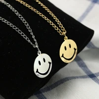 fashion kpop cute anime expression smiley necklace harajuku initial pendant necklace for women neck chains couple gift jewelry