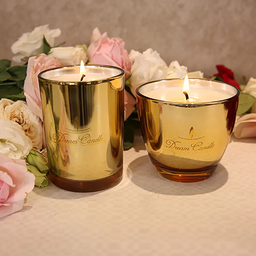 Натуральное Соевое Золото батарея без свечей свадебное украшение Арома