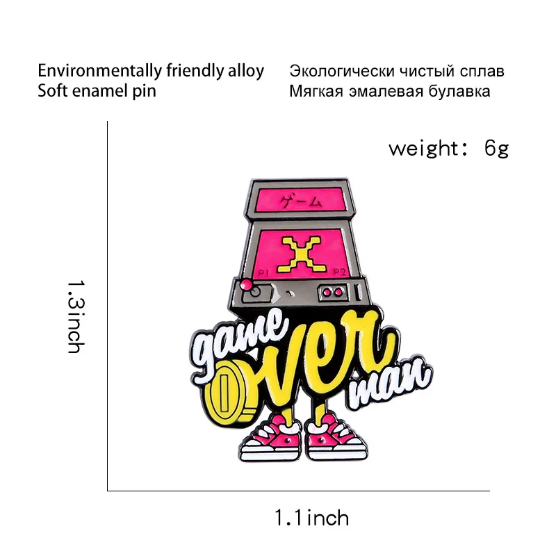 Мультяшный значок игровой автомат броши для женщин креативная эмалированная