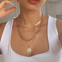 punk multilayer thick chain choker necklace for women creative snake chain hollow map pendant necklace clavicle chain necklace