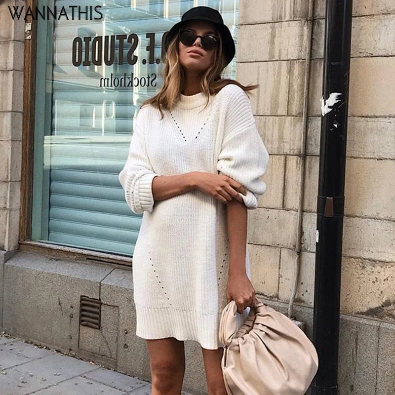 WannaThis вязаный осенне зимний новый свитер в рубчик с длинным рукавом облегающие