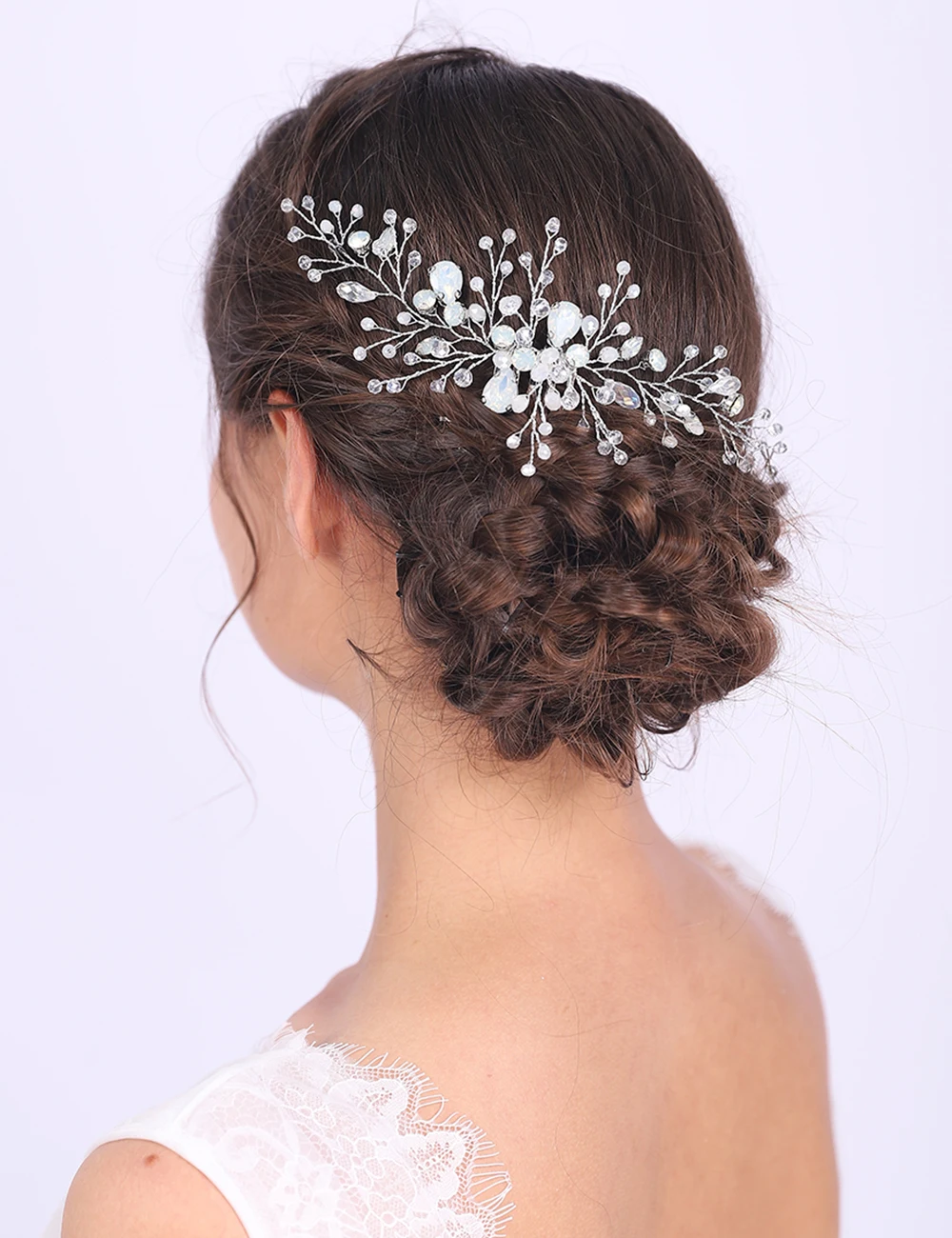 Белый классический головной убор Стразы с блестящими кристаллами свадебные