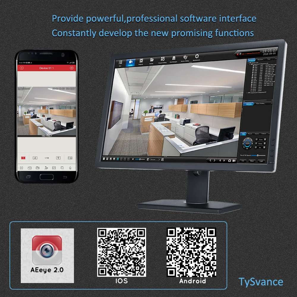 Система наружного видеонаблюдения TySvance 8 каналов 2 МП 5 Мп POE NVR H.265