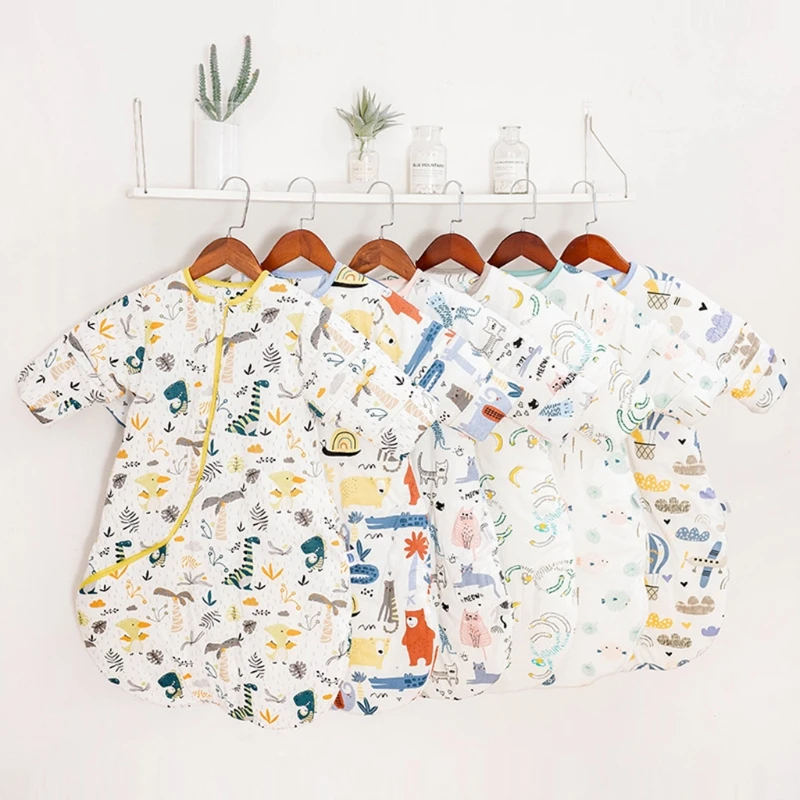 

Baby Sleeping Bag with Detachable Long Sleeves Autumn Winter Warm Soft Wearable Sleepwear Infant Toddler Sleepsack