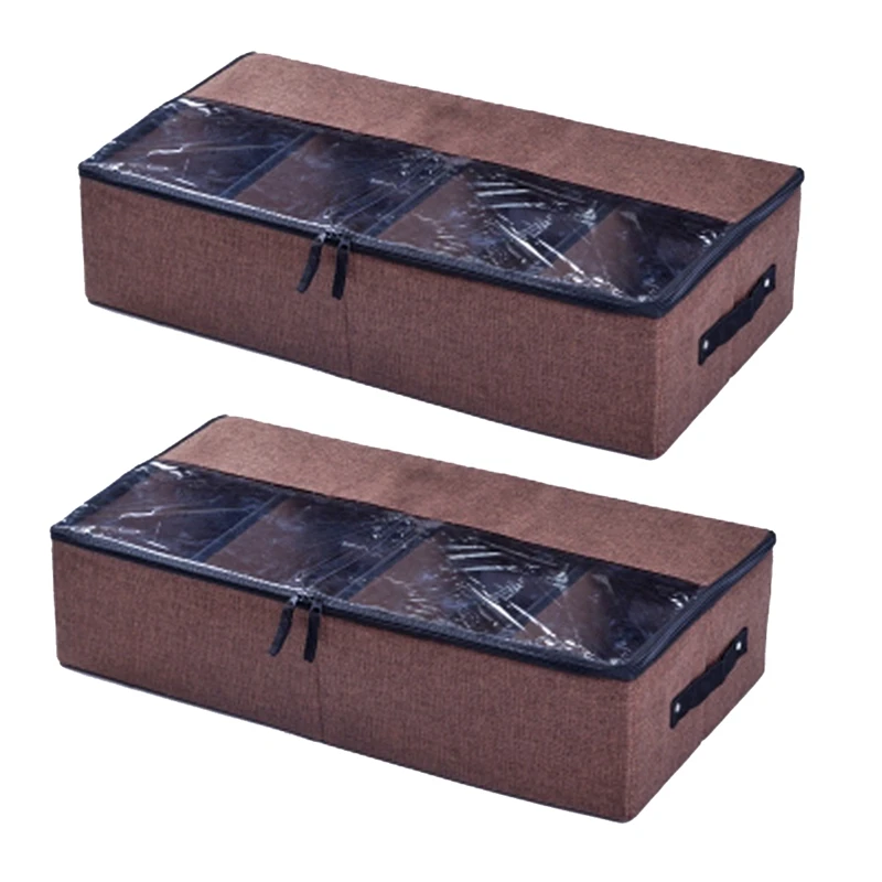

2 Packs Under Bed Clothes Shoes Storage Bins With Lids,Adjustable Under Bed Multifunction Foldable Organizer