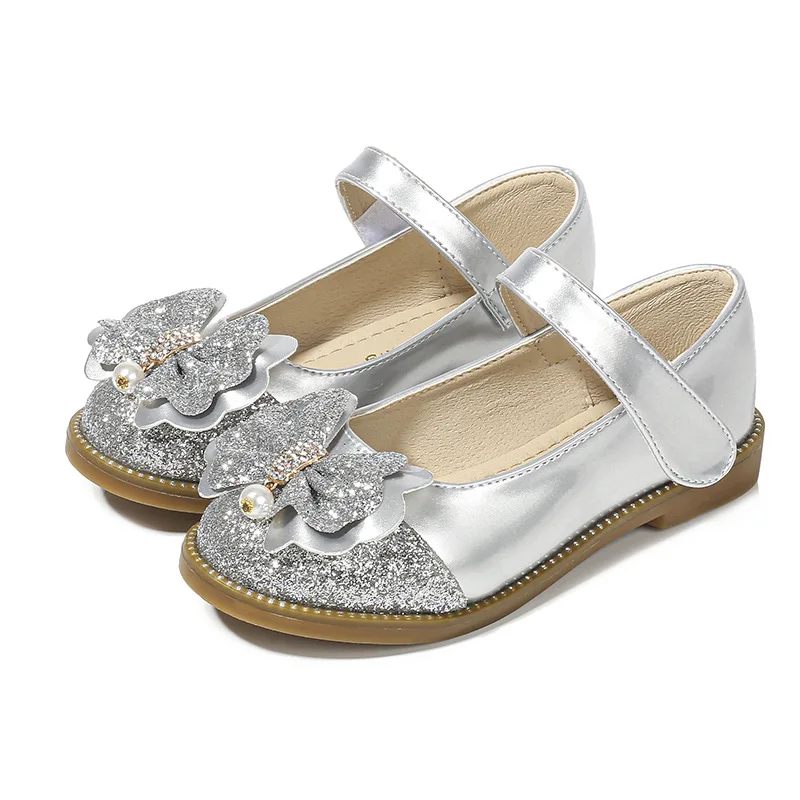 

Flower Girls Glitter Ballet Flat Shoes Spring & Summer Kid's Leather Dress Party Shoes Sequins Children Mary Jane Flats for Girl