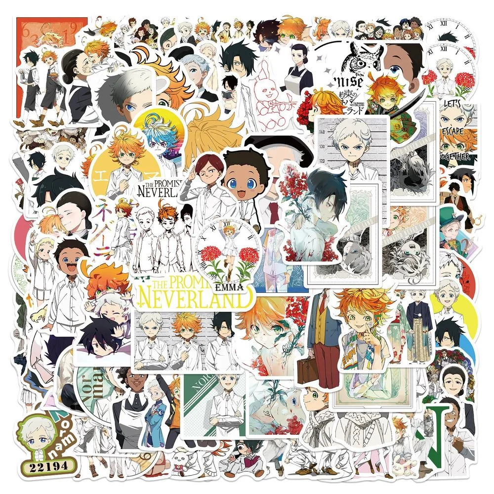

50/100Pcs The Promised Neverland Stickers Anime Decal For Refrigerator Fridge Skateboard Laptop Luggage Pegatinas Graffiti Toy