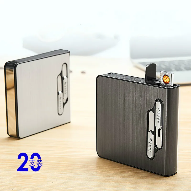 Новый креативный 20 сигарет пакет дым чехол с электронная USB Зажигалка