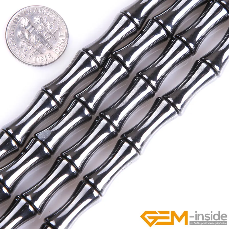 

Natual Stone Black Magnetic Hematite Bamboo Loose Accessorries Beads For Jewelry Making Strand 15 Inches DIY Gifts Fow Men Women