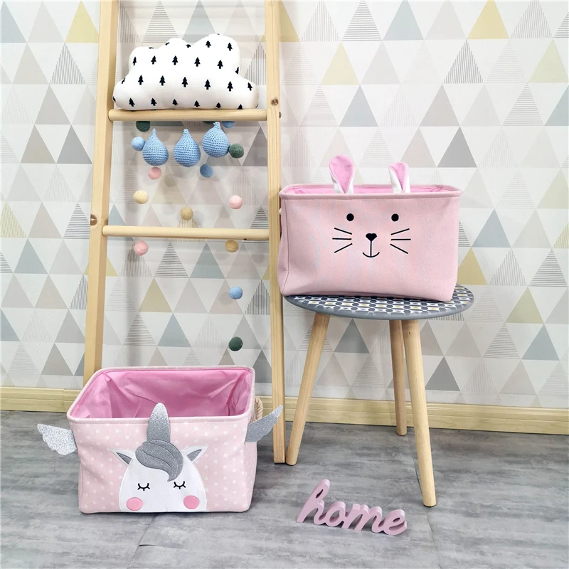 

Cartoon Folding Laundry Basket For Kids Toy Book Storage Basket Sundries Clothes Organizer Storage Box Home Container Barrels