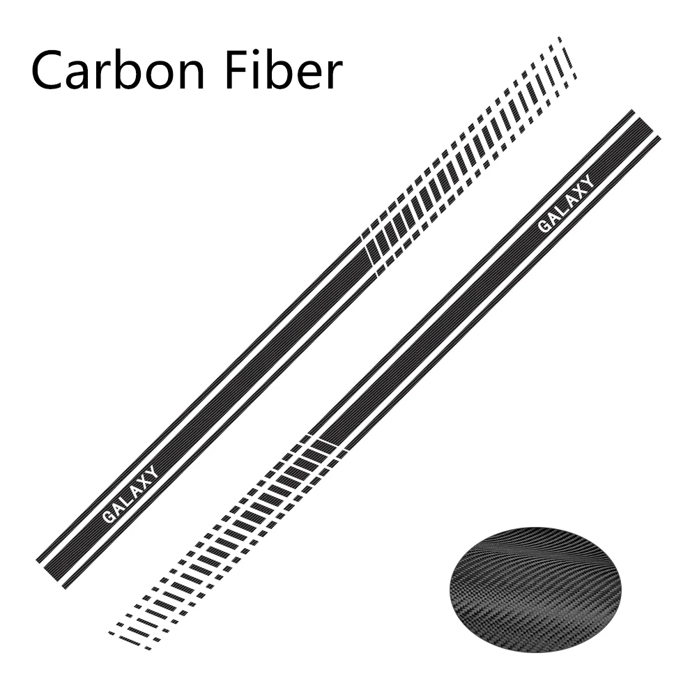 Carbon Fiber 2 шт. автомобильные длинные боковые полосы наклейки для Ford Galaxy Автомобильная виниловая пленка Стайлинг украшения наклейки автомобильные принадлежности для тюнинга - Название цвета: Carbon Fiber