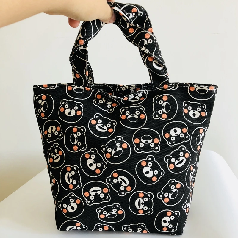 

LISM Kumamon Fashion Portable Canvas Lunch Bags Cartoon Picnic Bag Food Box Tote Storage For Women Girls Kids