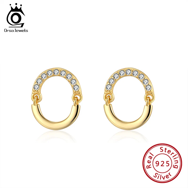 ORSA JEWELS кольцо AAA Циркон женский складной серьги гвоздики 925 серебро с последней O