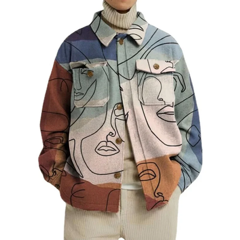 Мужская повседневная куртка свободная рубашка топы для молодежи модная мужская