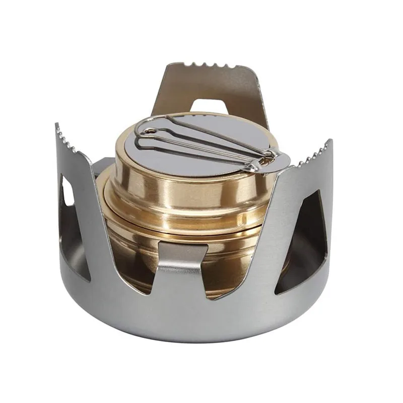 Portable Mini Alcohol Stove Burner Outdoor Ultralight Brass Camping Cooking Stove Outdoor Camping Backpacking Tourist Burner