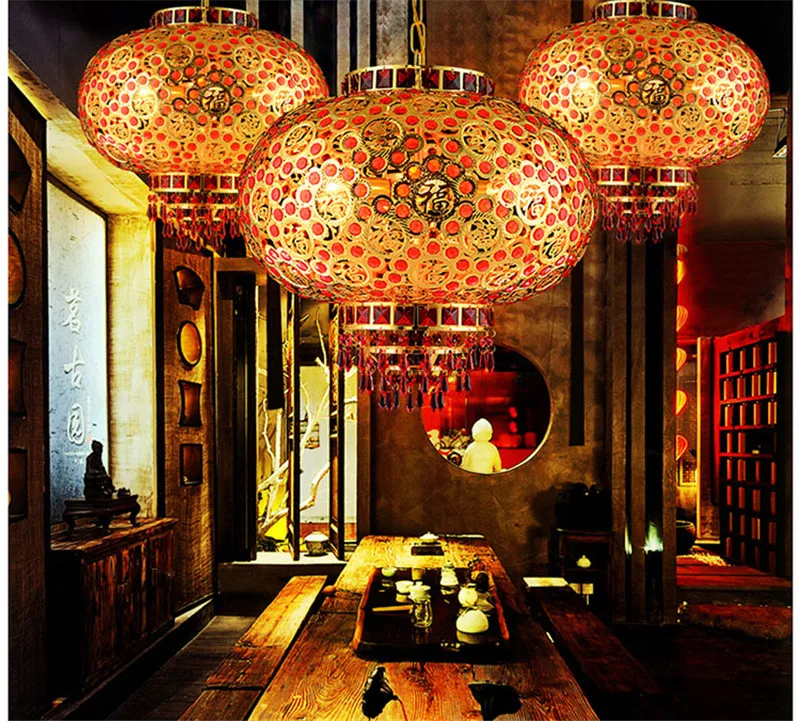 Новый китайский Хрустальный подвесной светильник женитьба Красочный