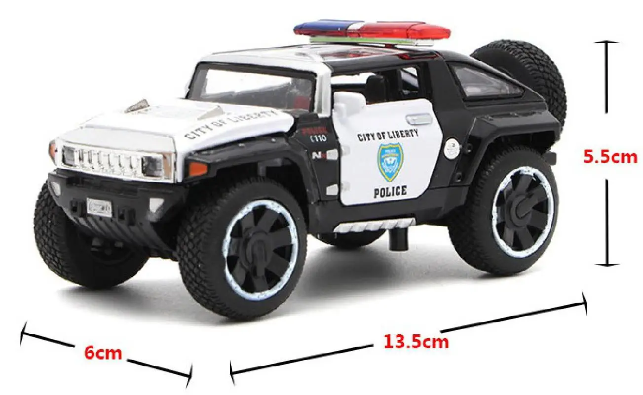 Новинка масштаб 1/32 Полицейская модель автомобиля Hummer полицейского задний звук и