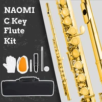 naomi premium grade 16 holes flute closed hole c tone golden flute silver key cupronickel woodwind instruments for beginners
