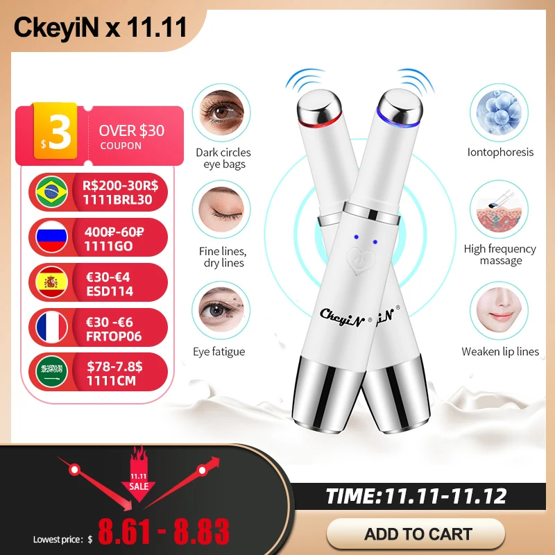 

Heating Therapy Ions Electric Vibration Eye Massager Anti-Ageing Wrinkle Dark Circle Wrinkle Removal Beauty Lift Eye Care