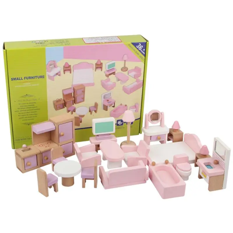 

Miniature Furniture For Dolls House Wooden Dollhouse Furniture Set Educational Pretend Play Toys Gifts Mini Furniture Toy Set