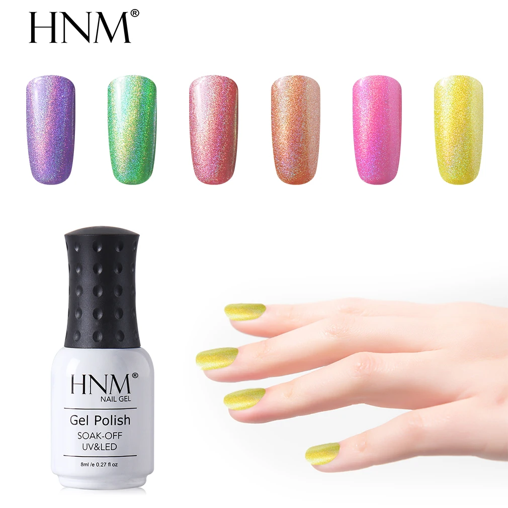 Радужный Блестящий Гель-лак HNM 8 мл профессиональный светодиодный УФ-лак