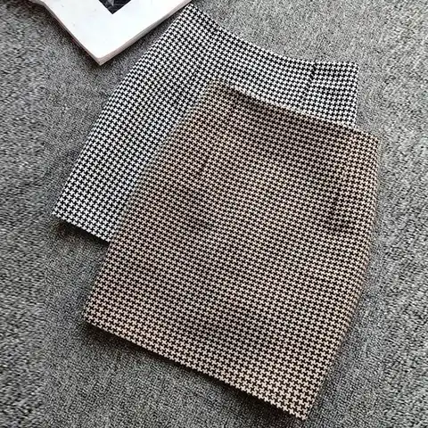 Women Mini Skirts Korean Ladies Autumn Winter High Waist Straight Slim Plaid Skirt Female Fashion Skinny Bottoming Streetwear