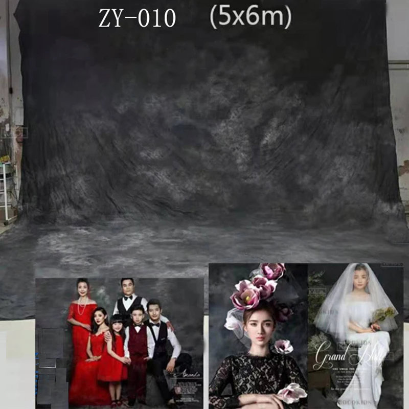 

DAWNKNOW 5x6M Large Pro Tie-Dyed Dark Black Muslin Photography Background Backdrop Wedding Family Fashion Party Photo Studio