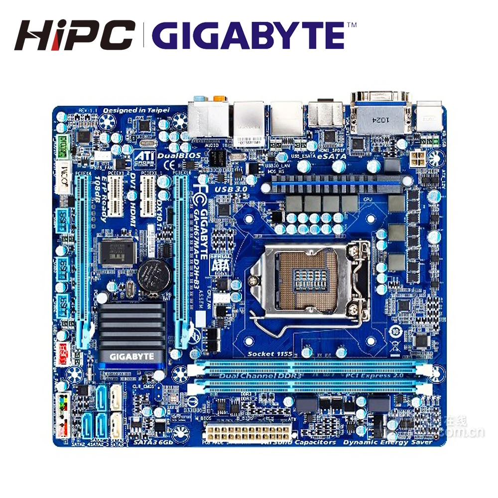 Gigabyte GA H67MA D2H B3 настольная материнская плата H67 LGA 1155 для Core i7 DDR3 16G Micro ATX б/у