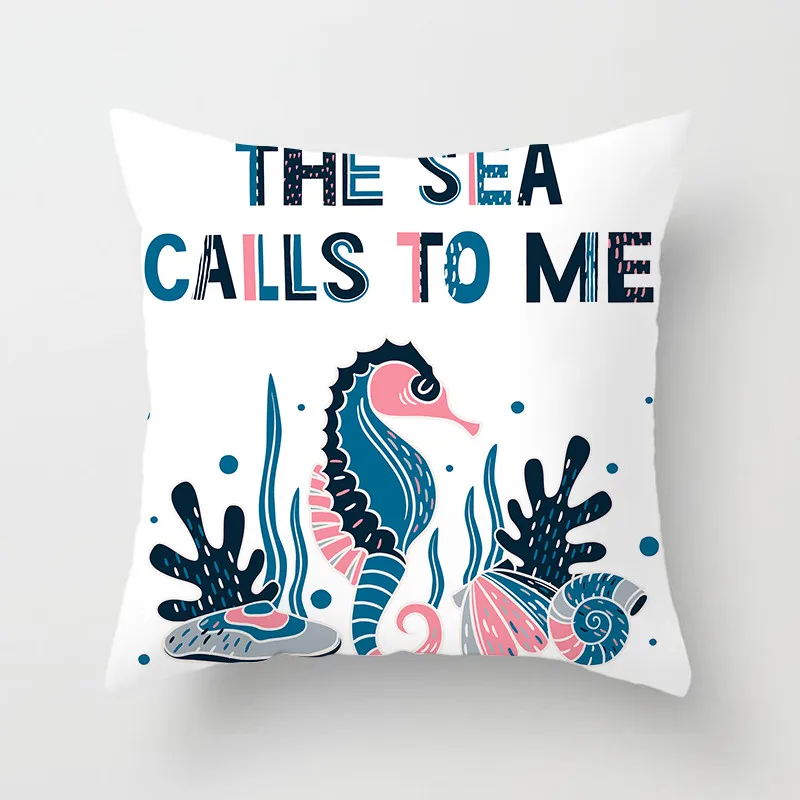 Fuwatacchi Cartoon Ocean Pattern Cushion Cover Starfish Conch Pillow For Car Home Room Sofa Decorative Pillowcase 45cm*45cm | Дом и сад