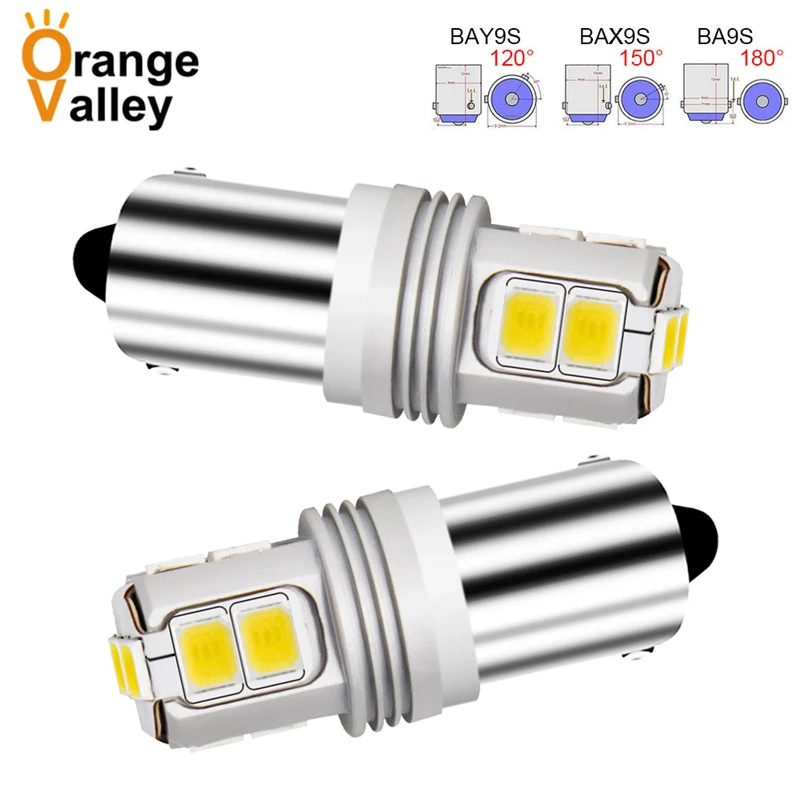 

2pcs T4W BA9S BAX9S BAY9S LED Blub H6W 10 LED For Car Rear Map light 2835 SMD Auto Parking Reverse Lamp 6000K DC 12V