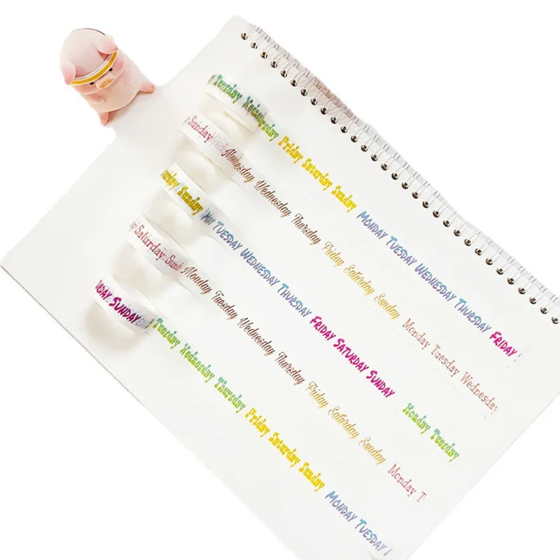 1PC Weekly Date Stickers For Journal Diary Scrapbooking Kawaii Days Decorative Time Calendar Washi Tape Stationery | Канцтовары для