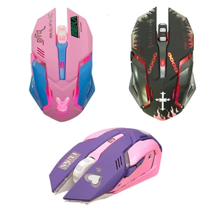 usb wireless gaming mouse pink computer professional e sports mouse 2400dpi colorful backlit silent mouse for lol data laptop pc free global shipping