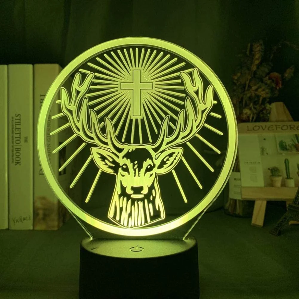 

3D Deer Led Night Light 3D Deer Lamp Black Base with 16 Colors Touch Remote Control Batteries Power Lamp Kids Gifts