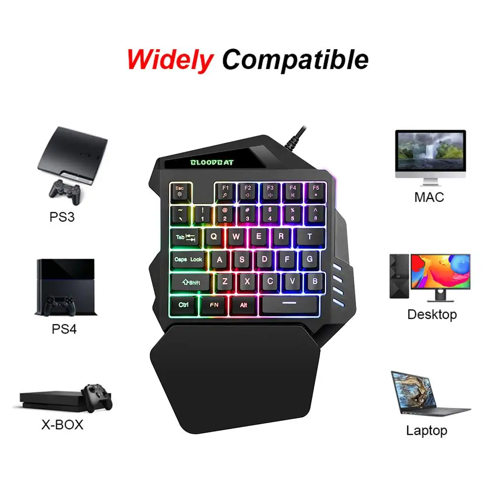 

One-Handed Mechanical Gaming Keyboard Portable Mini RGB Gaming Keypad 35 Keys Game Controller for PC