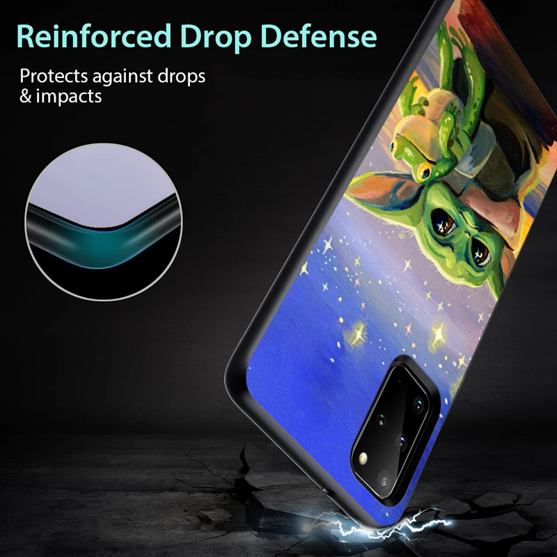 

Cute Anime Child Yoda for Samsung Galaxy Note 20 Ultra 10 9 8 Pro M60S M40 M31S M31 M20 M21 M10S M10 Black Phone Case