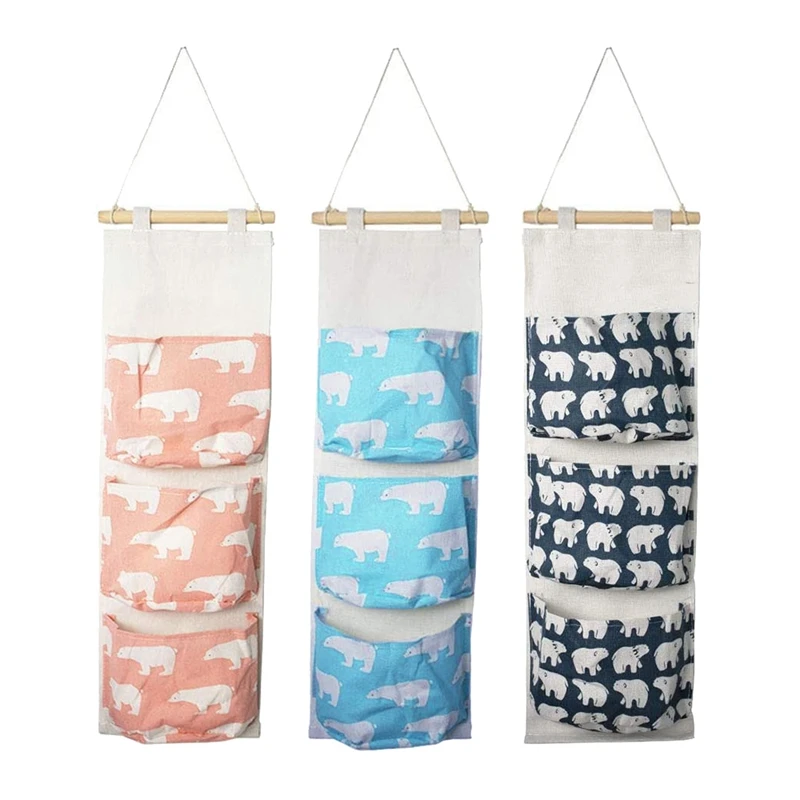 

New 3 Pcs Wall Hanging Storage Bag,over the Door Organizer,Hanging Pocket with 3 Pockets,for Bedroom,Bathroom,Kitchen