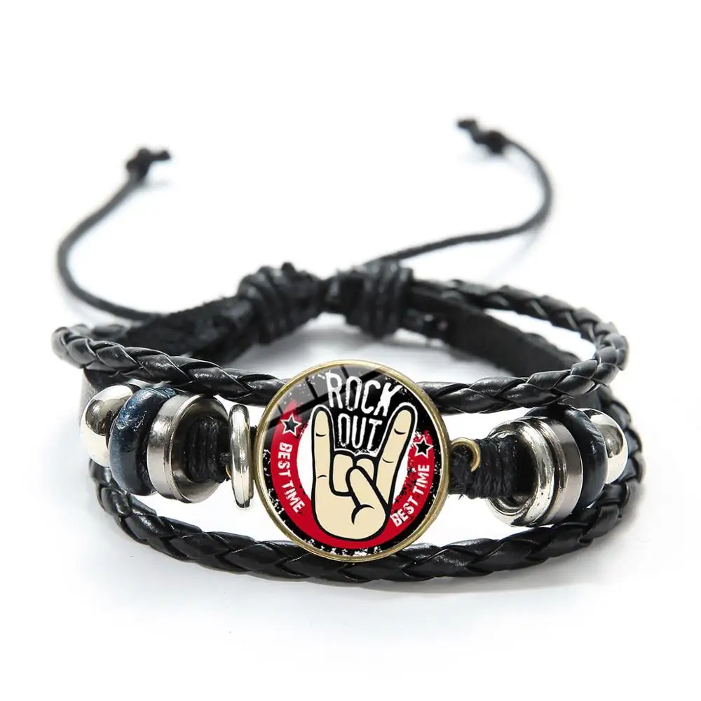 SONGDA креативный Рок Кожаный браслет с символом Руки Панк Черный многослойный