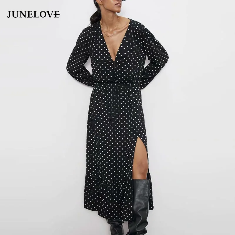 Женское осеннее сексуальное платье с длинным рукавом винтажное женское длинное