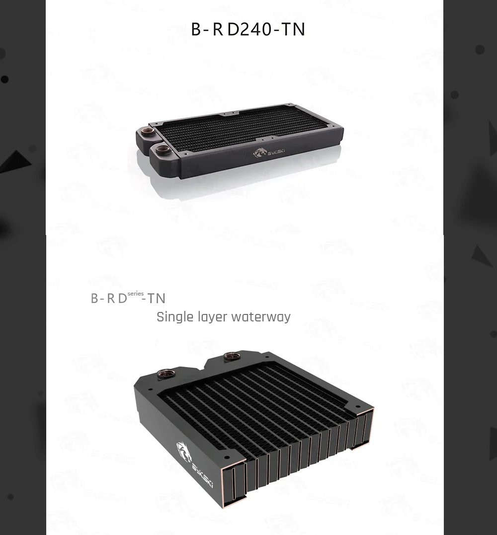 Bykski B-RD240-TN, 240 мм Однорядные радиаторы, 29 мм толщина, стандартные радиаторы водяного охлаждения, подходит для вентиляторов 120*120 мм