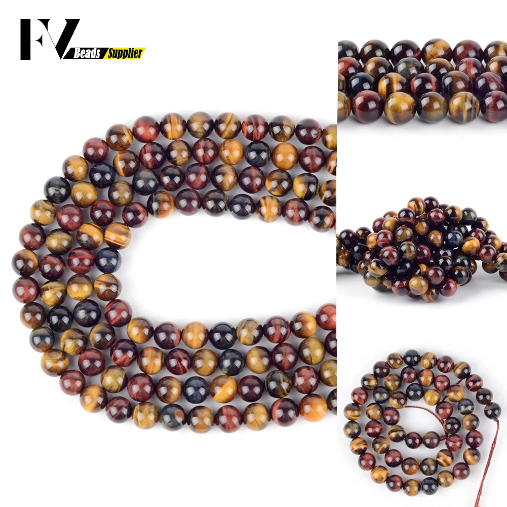 

4-12mm Natural Multicolor Tiger Eye Stone Loose Spacer Round Beads For Jewelry Making DIY Bracelets Necklace Needlework