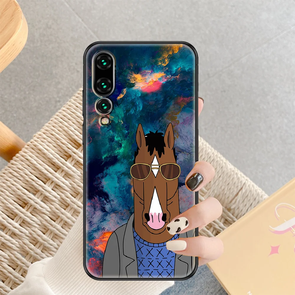 

Cute Horse Man Cartoon Phone case For Huawei P Mate P10 P20 P30 P40 10 20 Smart Z Pro Lite 2019 black fashion Etui luxury cover