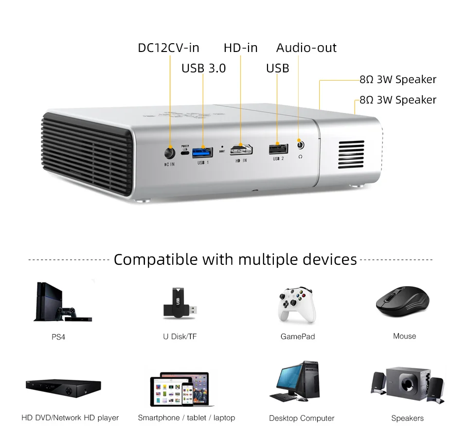 Портативный мини-проектор BYINTEK U50 1920*1080p DLP3D 4K Android Smart Video Full HD светодиодный