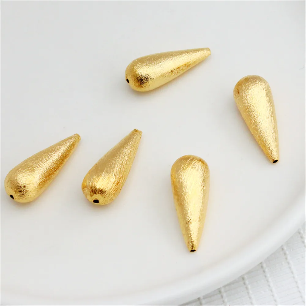 

14K Gold Filled Accessories Brushed water drop 10*27mm through hole beads DIY accessories handmade materials handmade accessorie