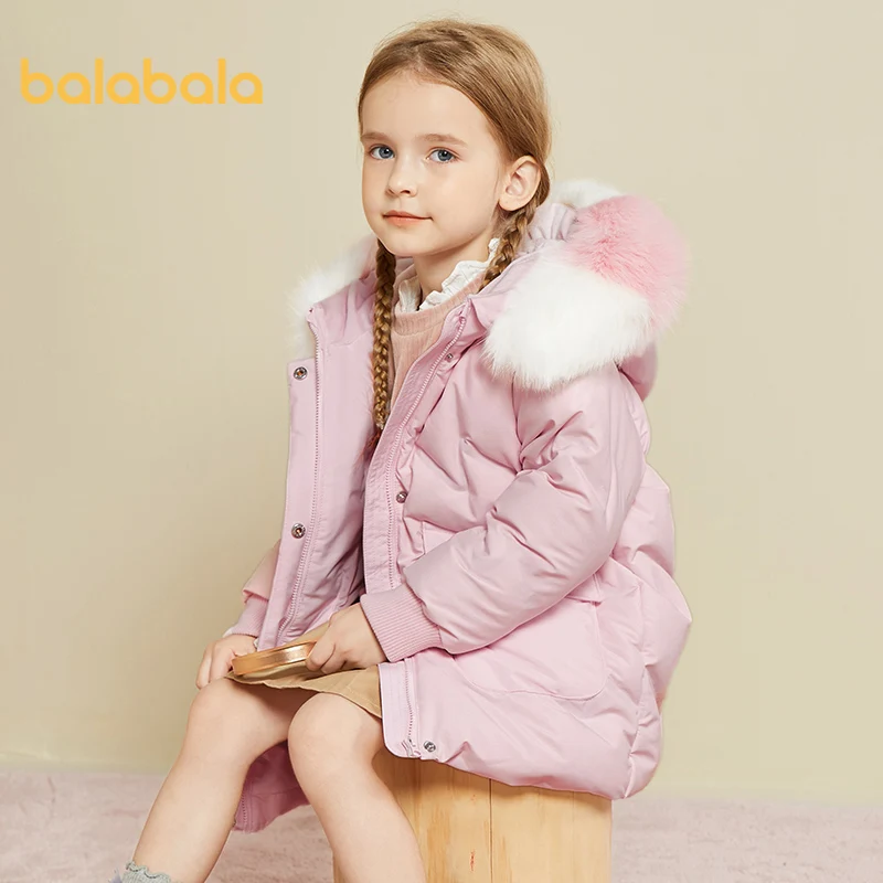Пуховик для девочек Balabala 2020 хлопковая куртка с меховым воротником Толстая теплая