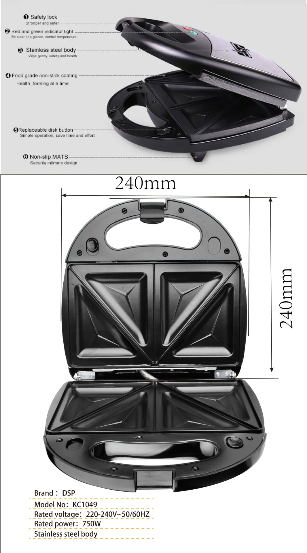 

Non-Stick Material Three-in-One Sandwich Machine Waffle Machine Frying Oven