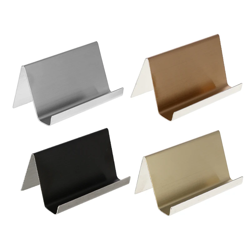 

High-End Stainless Steel Business Name Card Holder Display Portable Rack Desktop Table Organizer Smart Phone Stand Holder